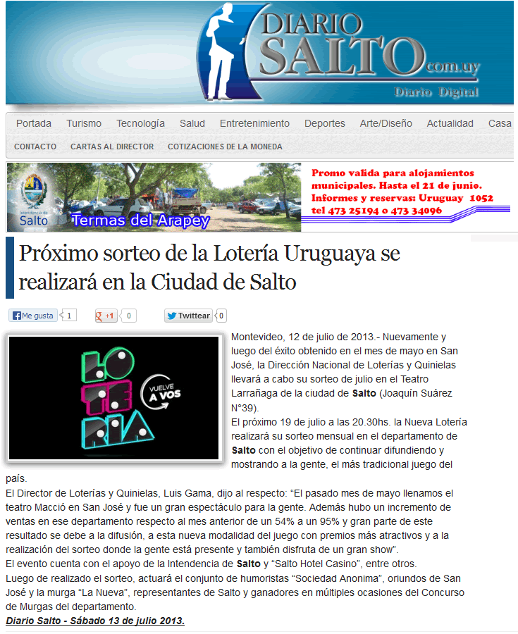 Artículo de prensa local