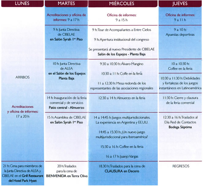 Programa de Actividades del XV Congreso CIBELAE 2015