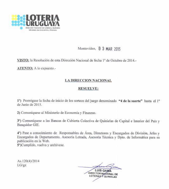 Modificación fecha de inicio del juego 4 de la Suerte 